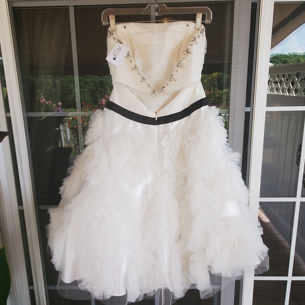 SATIN ROUGE, Beautiful Retro Knee length Wedding, Prom, Party Dress - Picture 8 of 15
